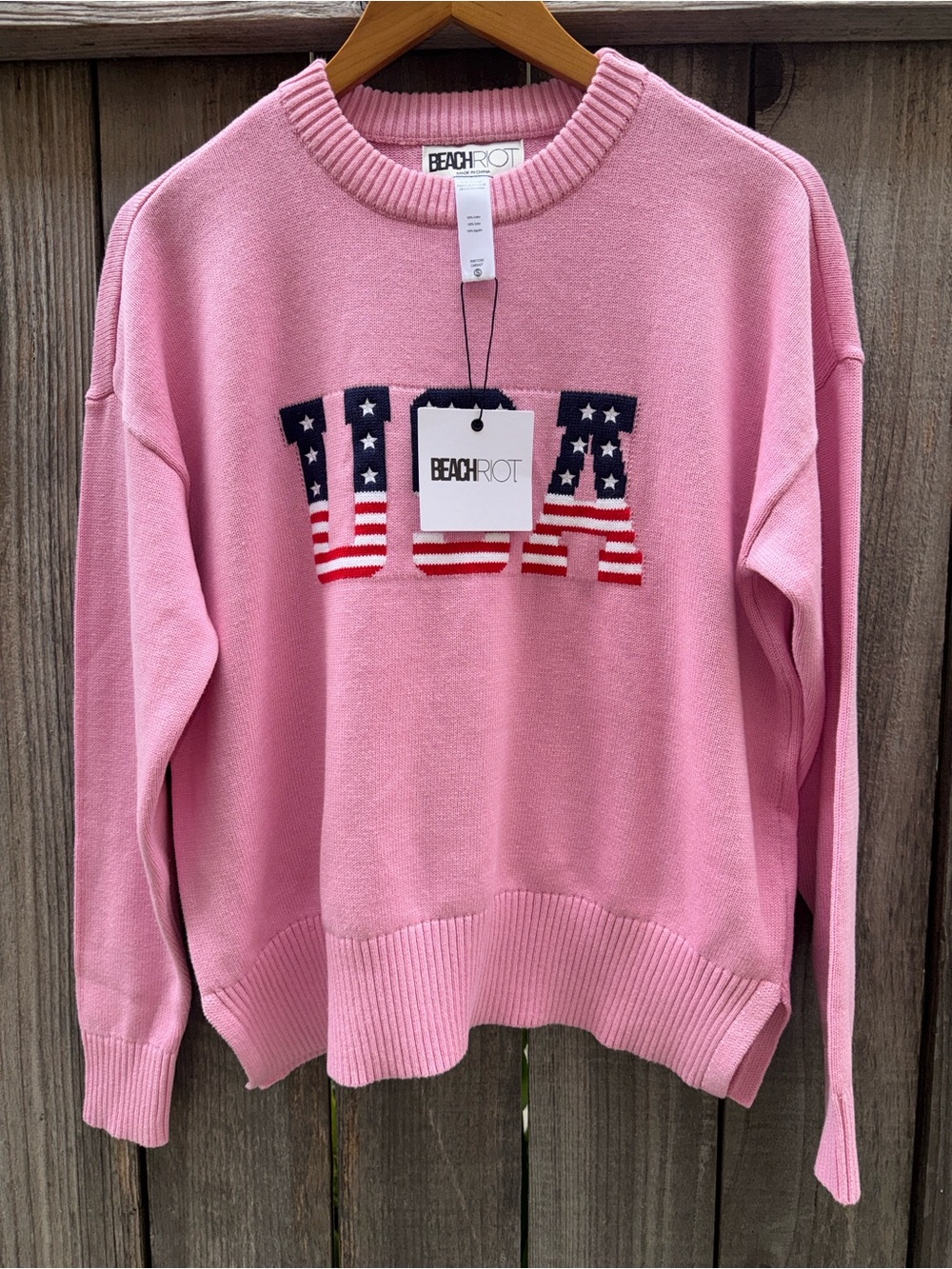 Beach Riot Callie Sweater in Prism Pink Americana Size Small - Picture 7 of 8